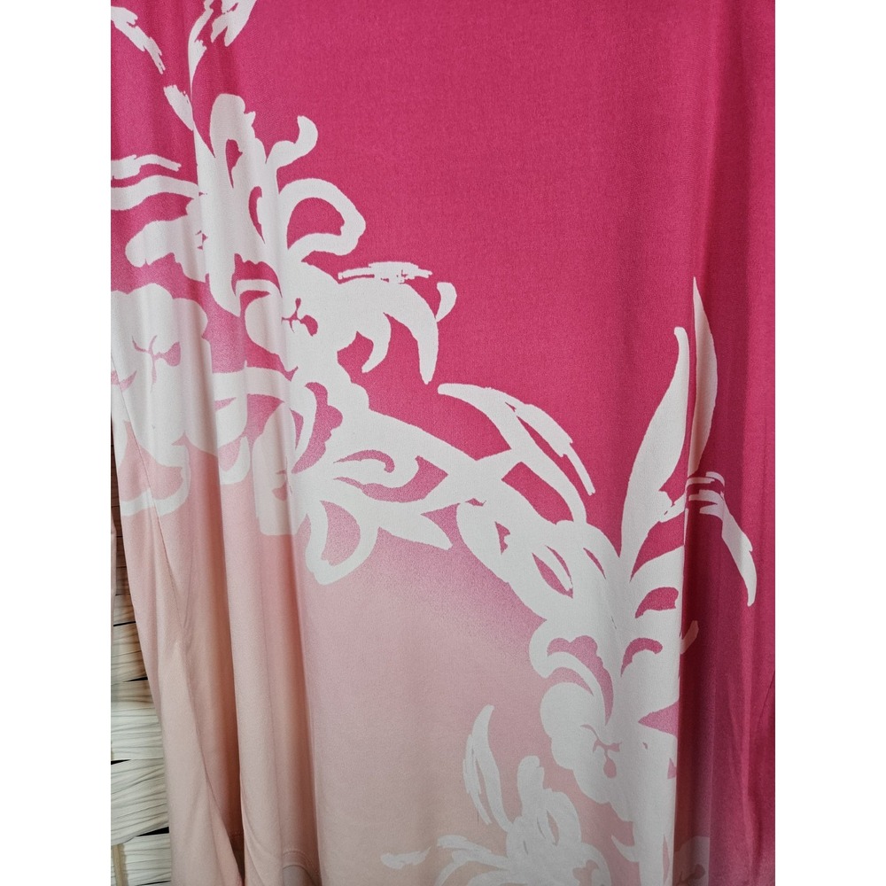 JM Collection Top Womens L Asymetric Hem Pink Floral Print Tunic Cold Shoulder - Picture 2 of 9